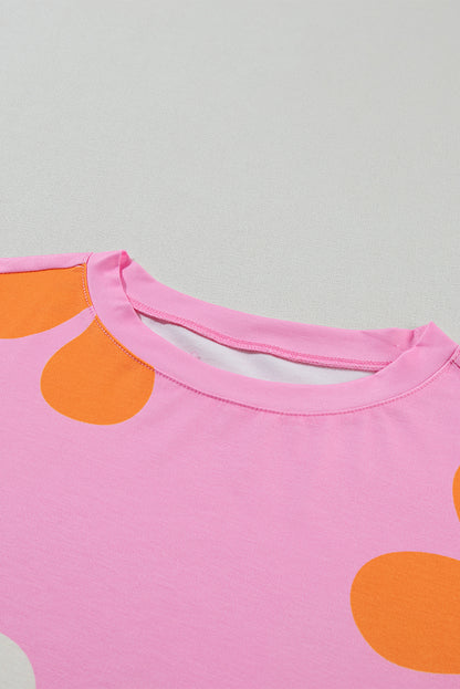 Charming floral bubble sleeve tee in pink