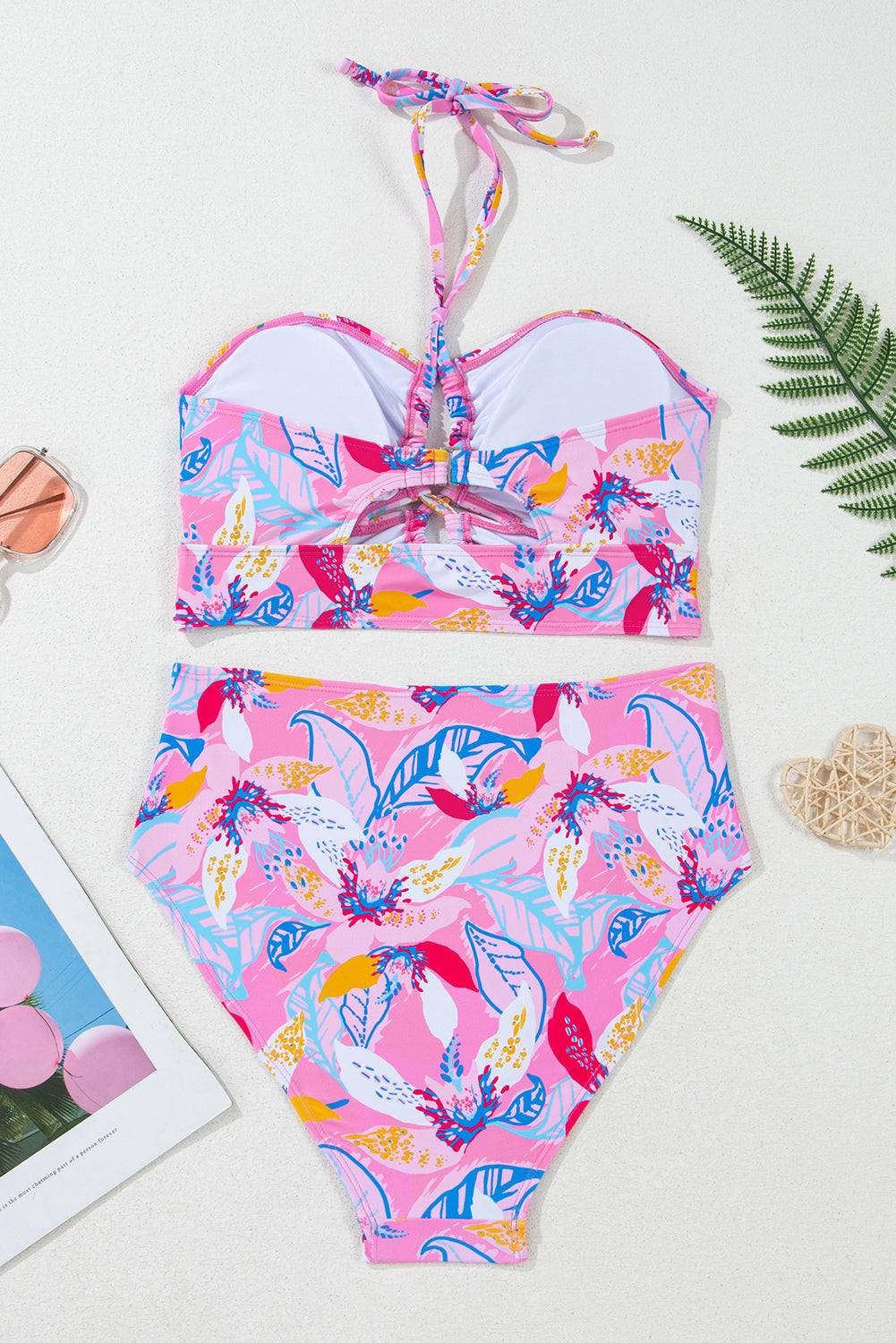 Emmy Floral Halter Neck High Waist Bikini Set - Love Salve 
