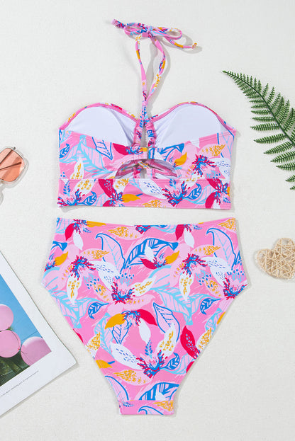 Emmy Floral Halter Neck High Waist Bikini Set - Love Salve 