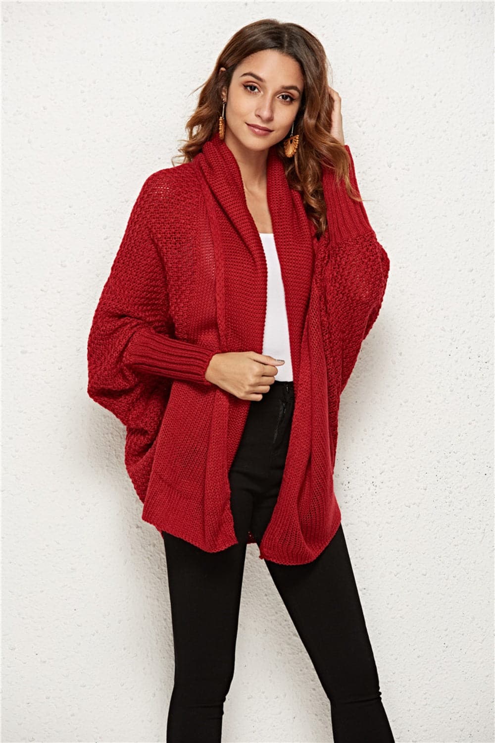 Open Front Batwing Sleeve Cardigan.