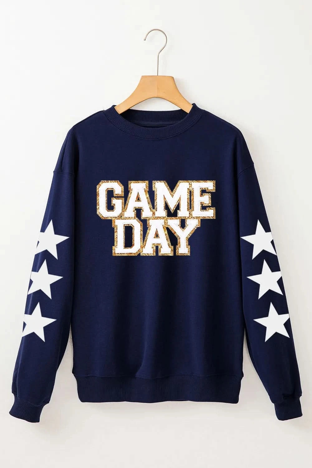 GAME DAY Star Round Neck Long Sleeve Sweatshirt