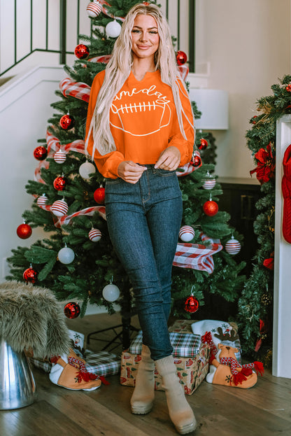 Cheer on game day with our stylish orange rugby sweatshirt