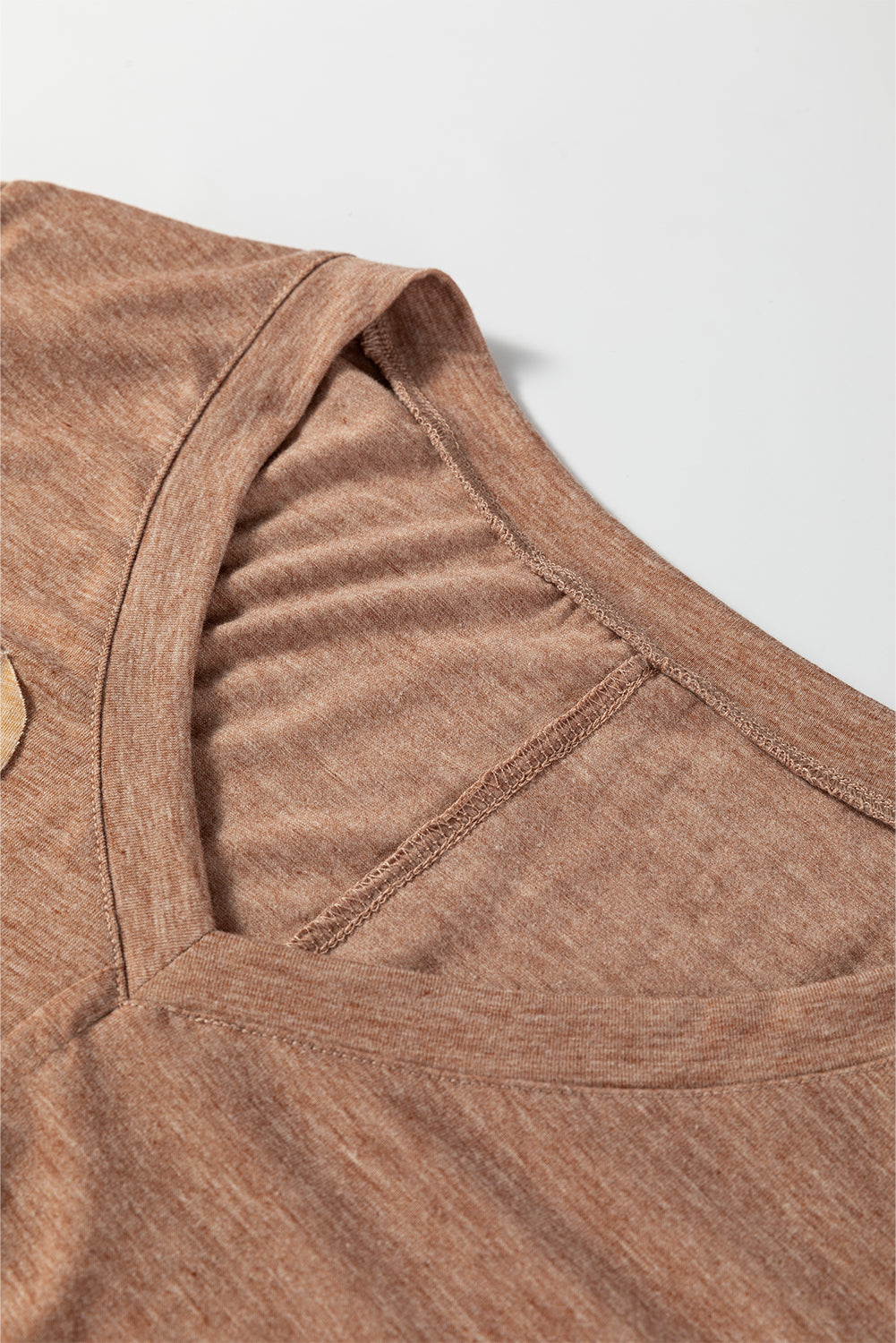 Straw Yellow Floral Patchwork V Neck Long Sleeve T Shirt Dear-Lover Dropshipping