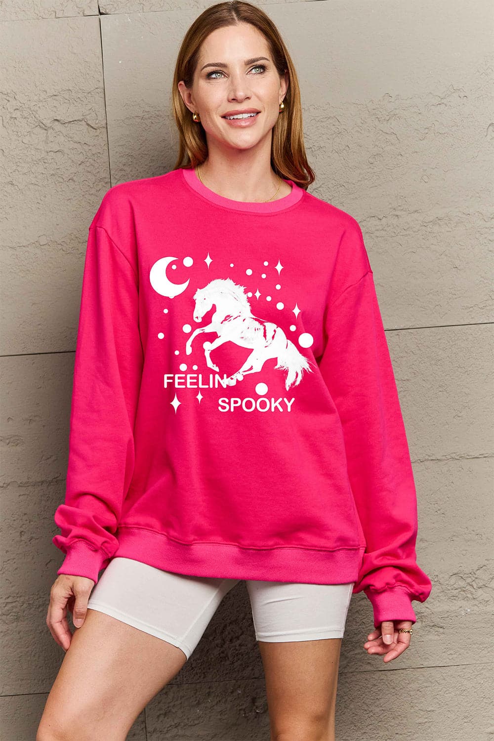 Cozy graphic drop shoulder sweatshirt for all sizes