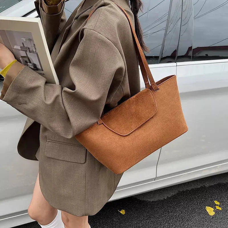 Minimalist Flap Decor Suede Bag Simply Love