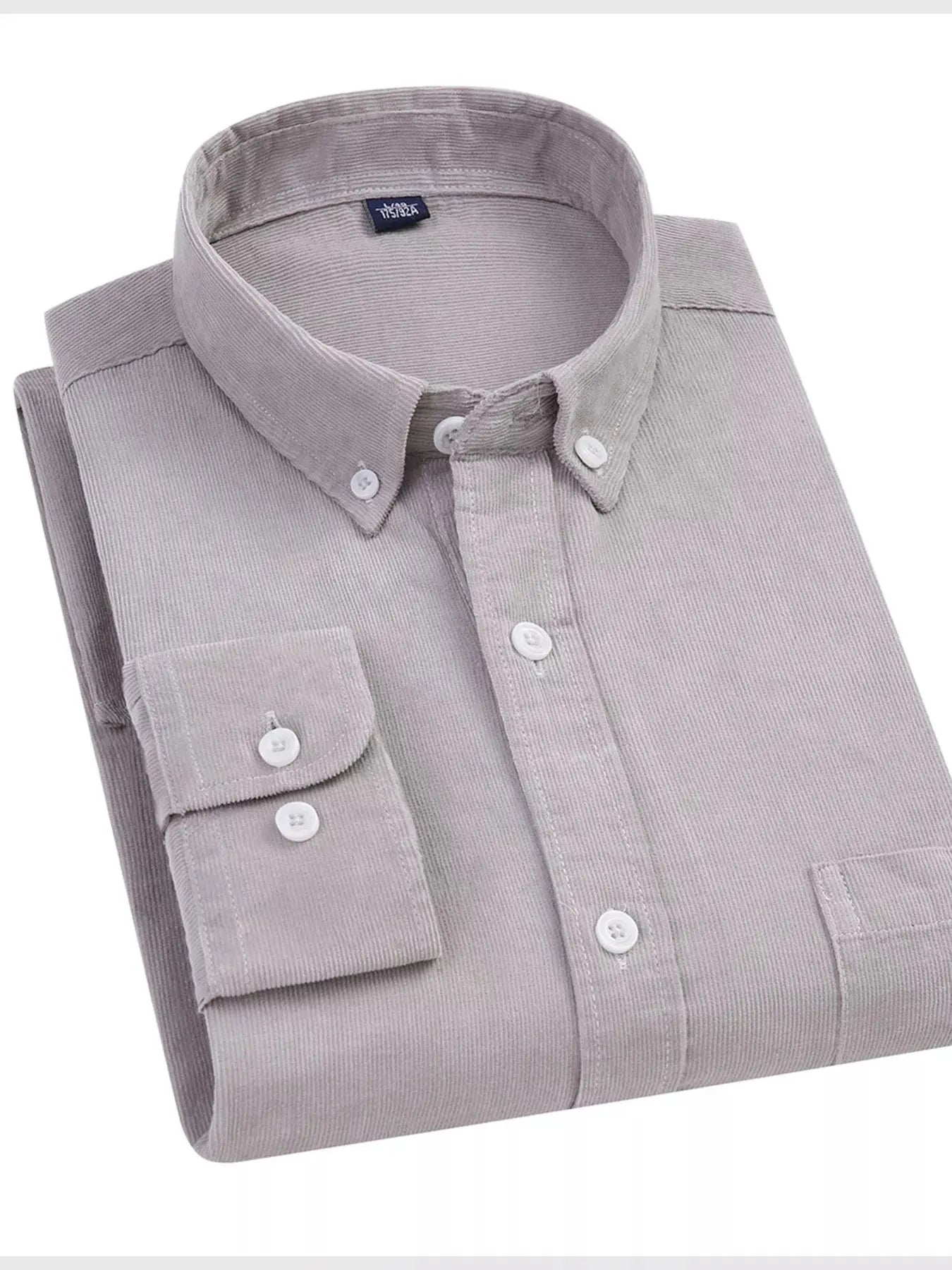 Men's Full Size Corduroy Long Sleeve Button-Down Shirt Plus Size Simply Love