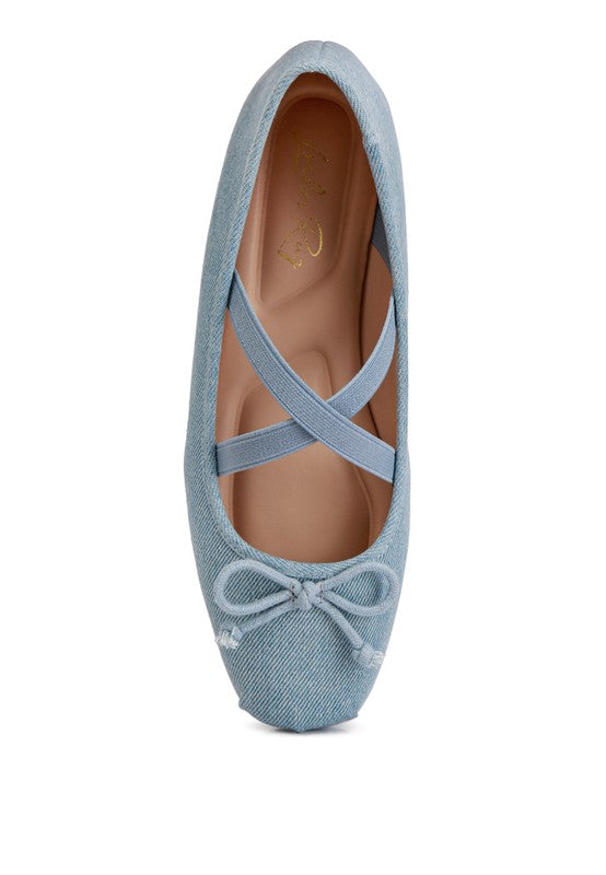 Arimer denim criss-cross flats