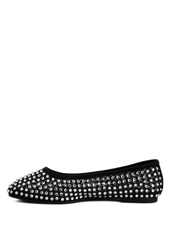 Rhinestone mesh ballerinas for chic comfort