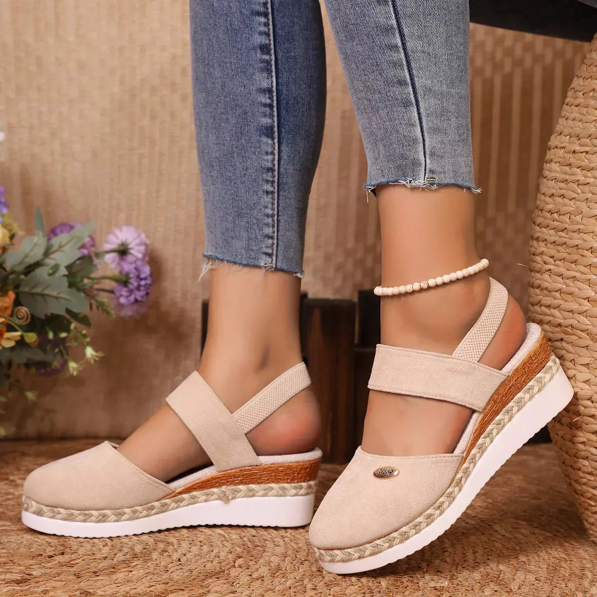 Espadrille Wedge Sandals with Ankle Strap Simply Love