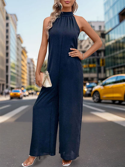 Tied Grecian Wide Leg Jumpsuit.