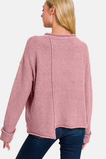 Asymmetrical chic drop shoulder sweater