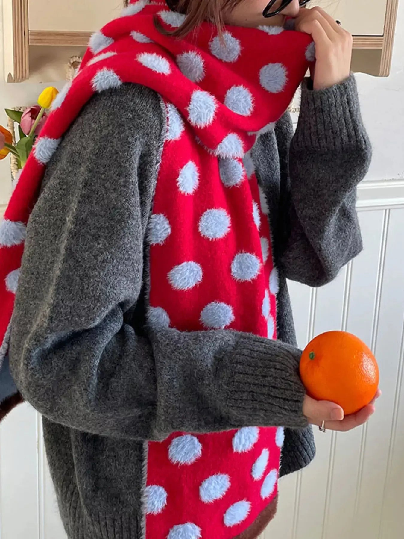 Fuzzy Polka Dot Scarf Simply Love