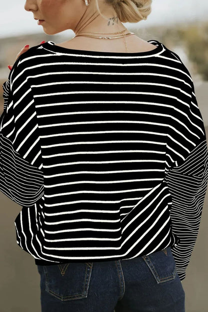 Casual striped dropped shoulder tee