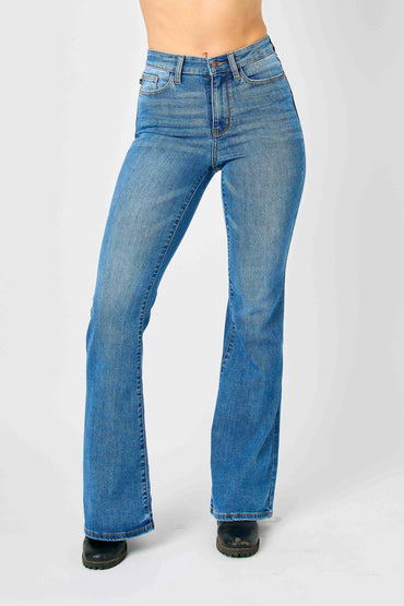 Judy Blue Plus Size High Waisted Classic Flare Jeans - Love Salve 