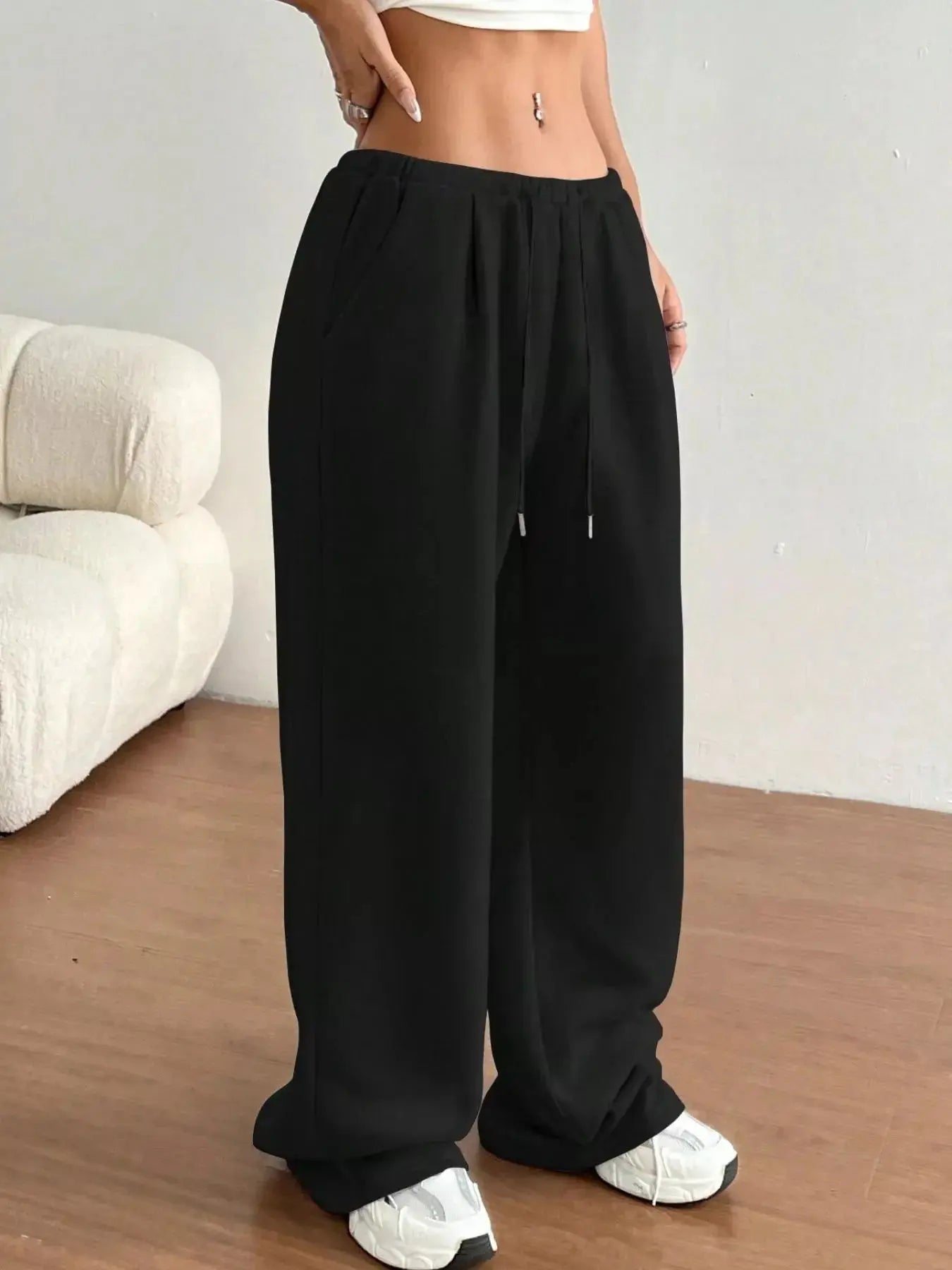 Casual Drawstring High Waist Wide Leg Sweatpants Simply Love