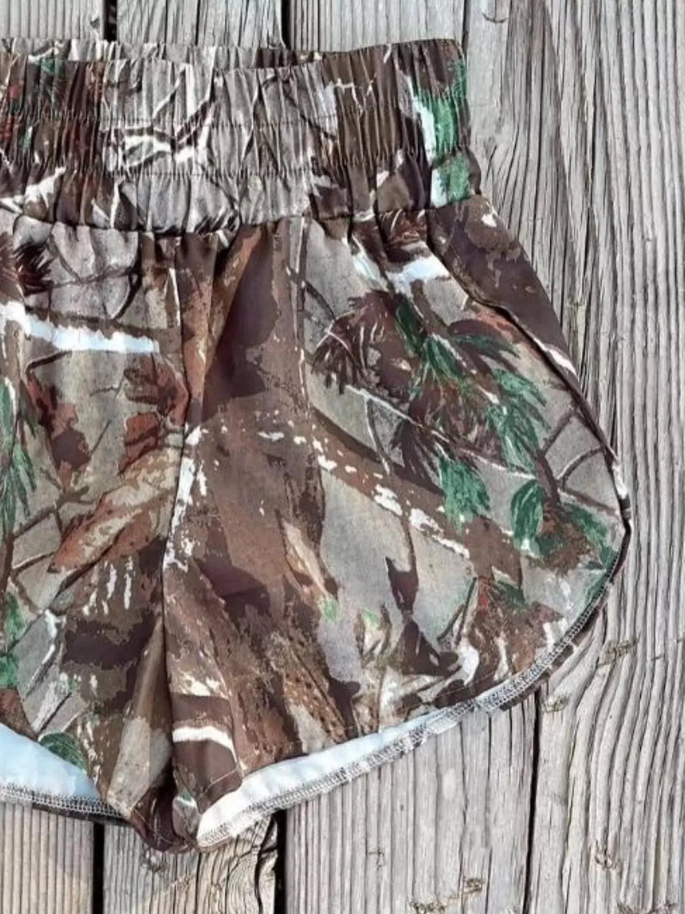 Camo Print Elastic Waist Shorts Simply Love