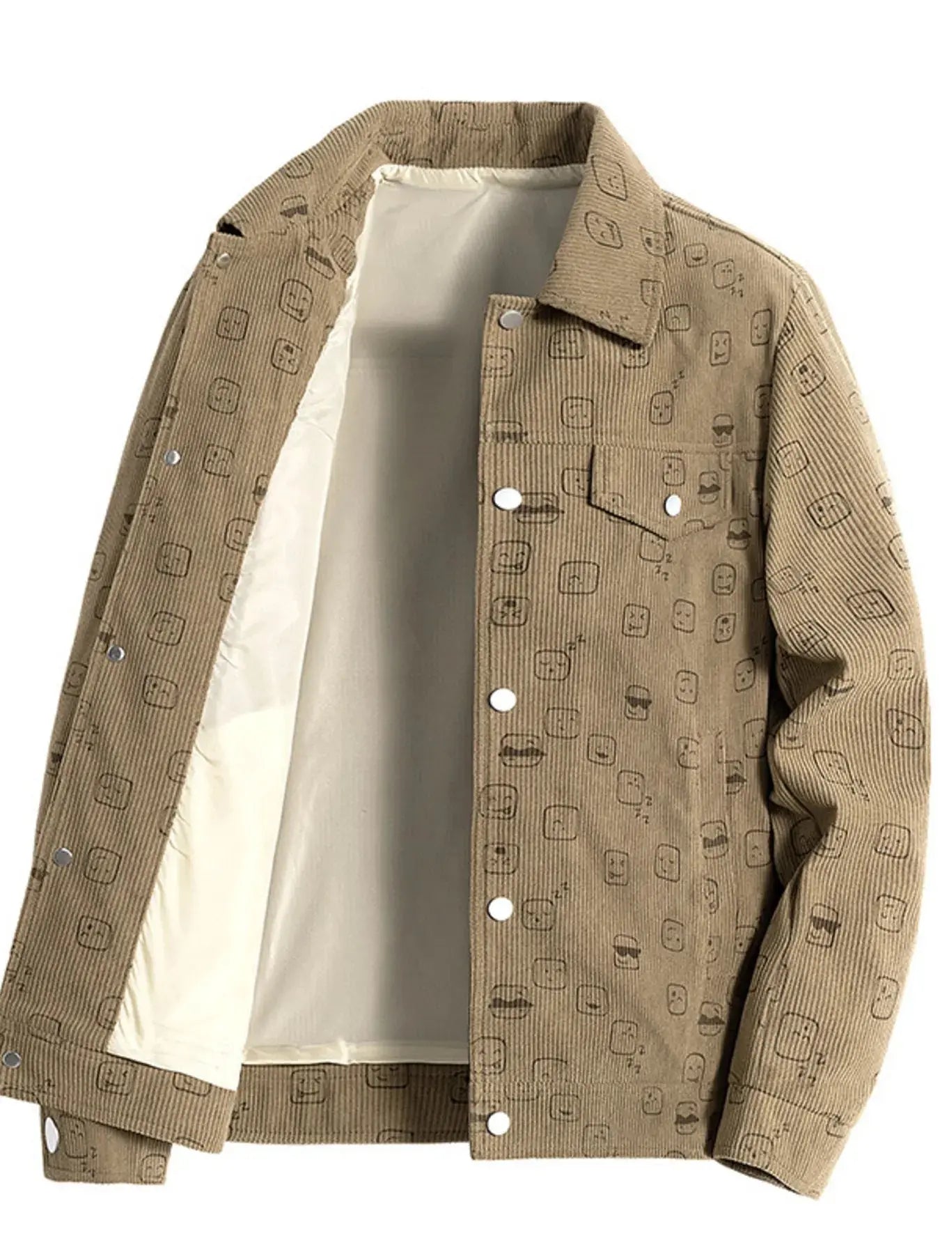 Men's Plus Size Snap Down Corduroy Printed Casual Jacket Simply Love