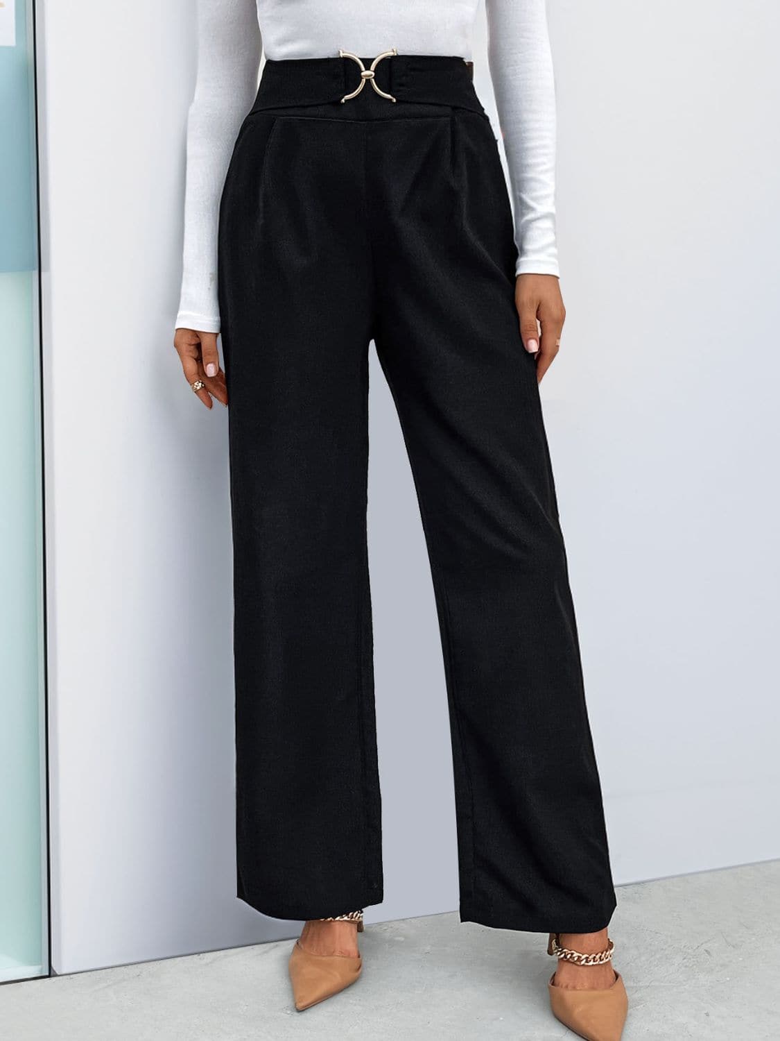 High Waist Straight Leg Pants.