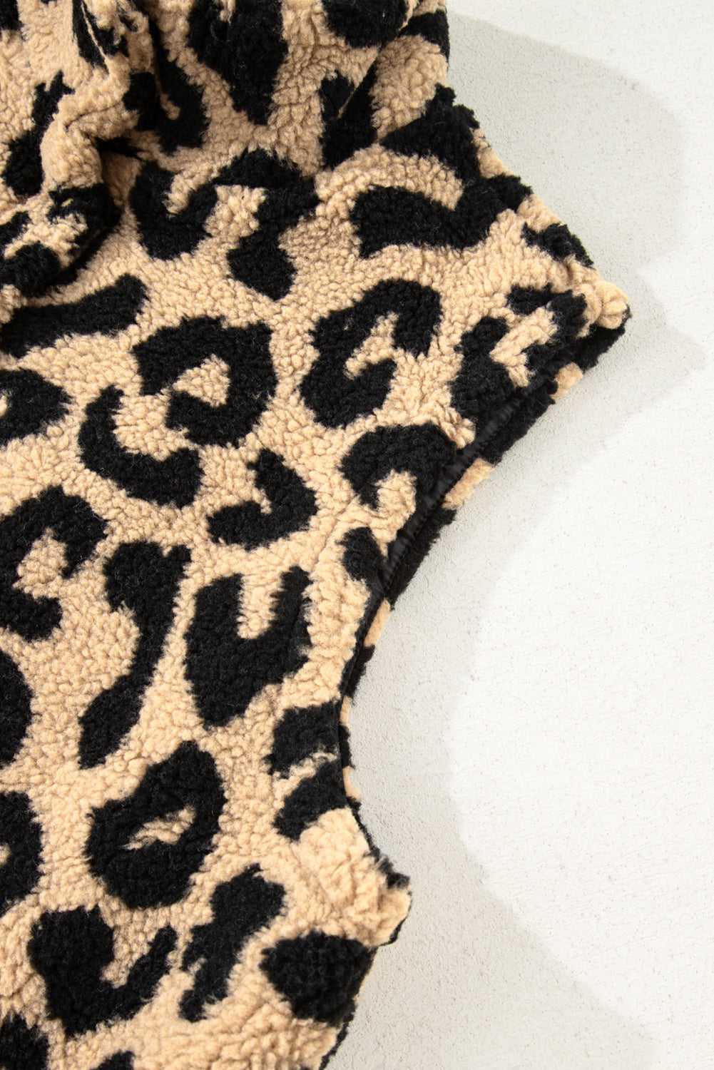 Premium Khaki Leopard Sherpa Button Front Plus Size Vest Jacket Dear-Lover Dropshipping
