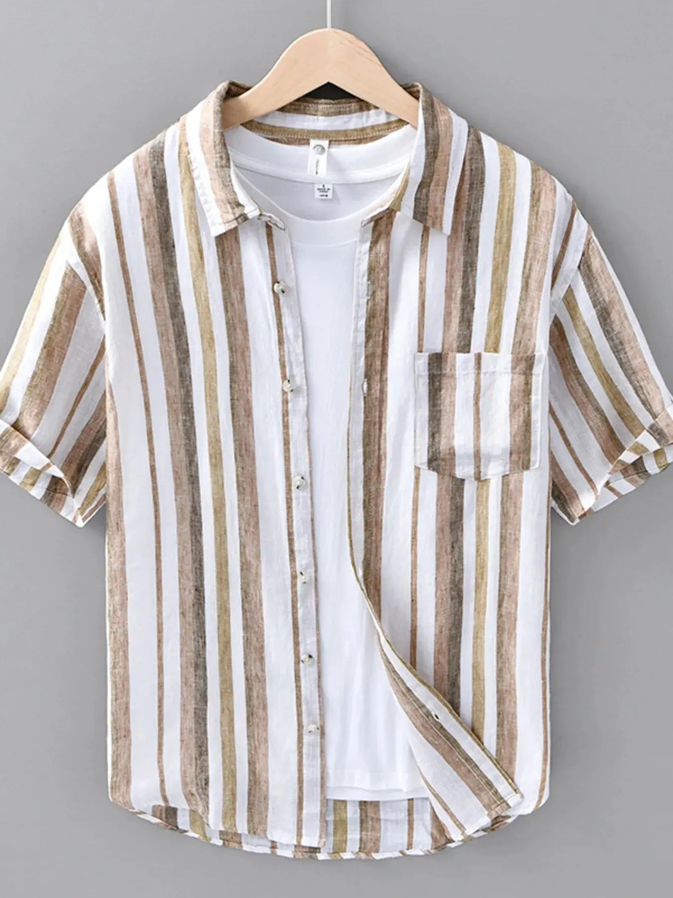 Men's Plus Size Striped Short Sleeve Shirt Simply Love
