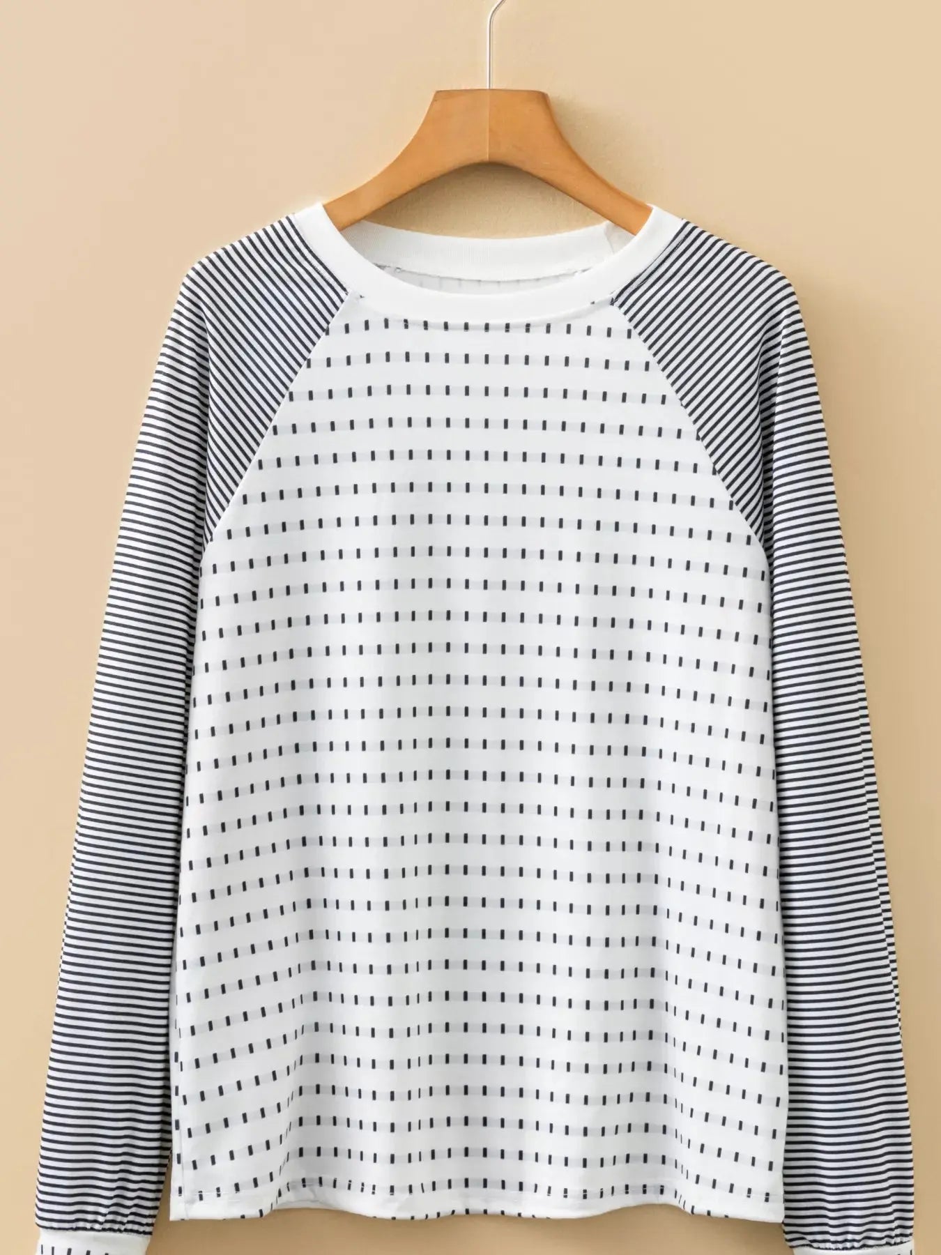 Stripe Raglan Patchwork Long Sleeve Top Simply Love