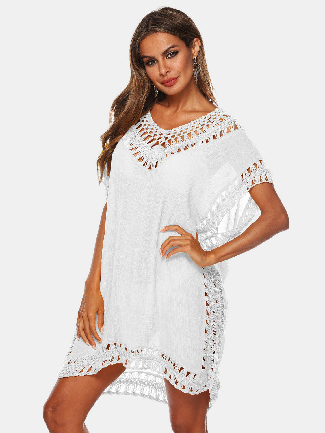 Cutout V-Neck Short Sleeve Cover-Up Coco’s Tee Boutique