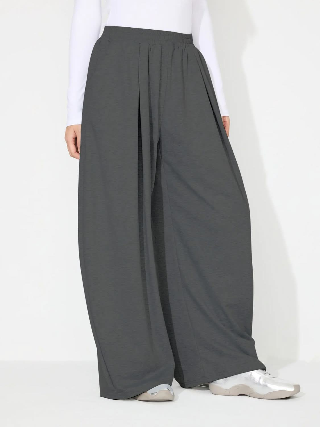 High-Waisted Wide Leg Pants with Convenient Pockets