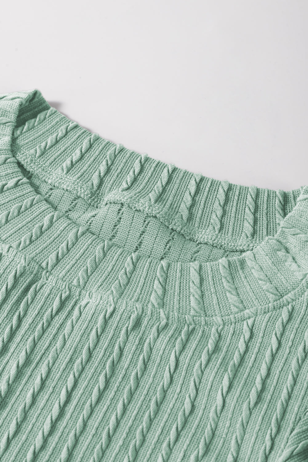 Moonlight Jade Solid Color Textured Flutter Sleeve Top for Women