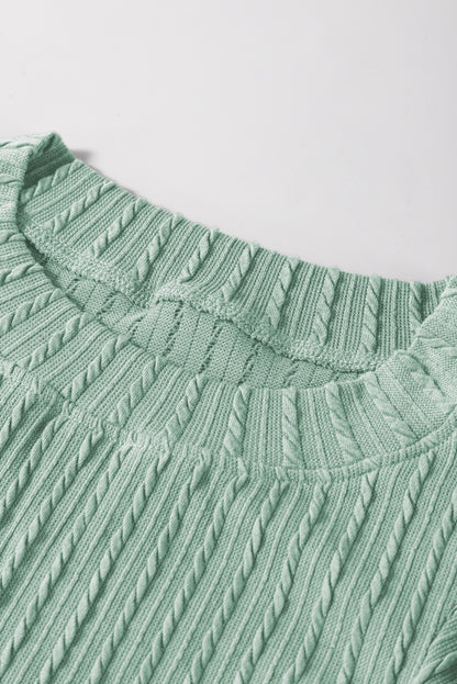 Moonlight Jade Solid Color Textured Flutter Sleeve Top for Women