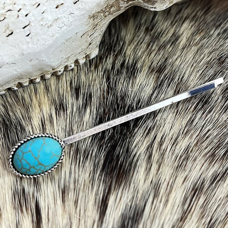 Turquoise Alloy Hairpin.