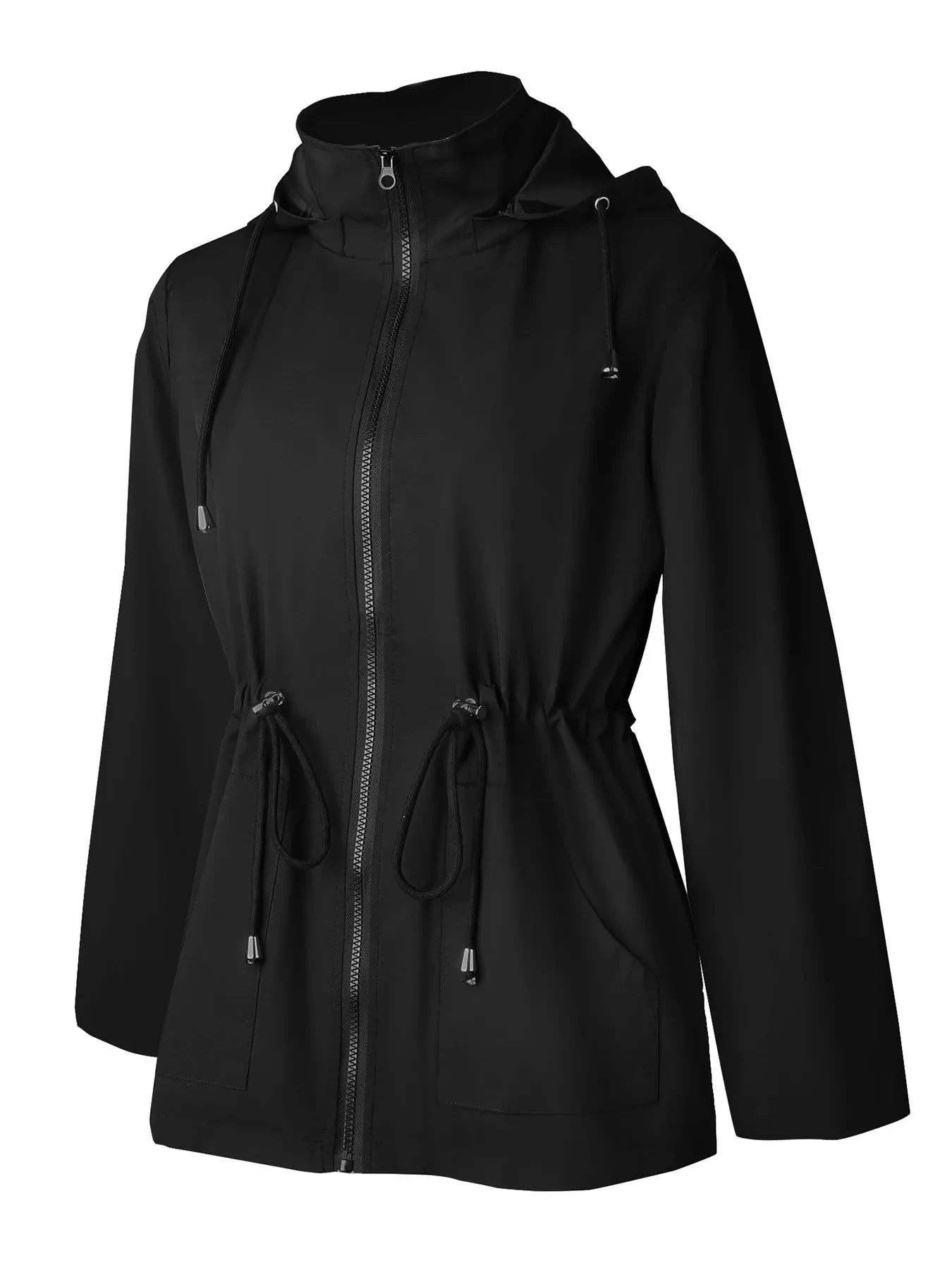 Zip Up Waterproof Hooded Outerwear With Pockets And Drawstring Simply Love