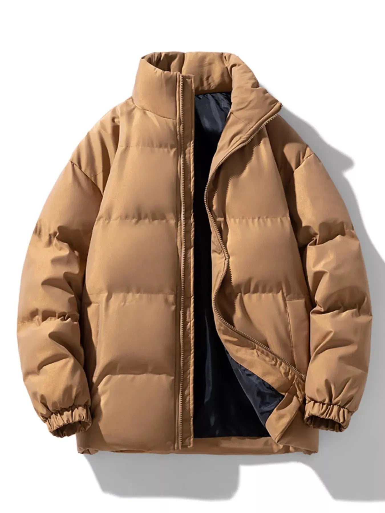 Men's Plus Size Zip Up Stand Collar Puffer Jacket Insulated Simply Love