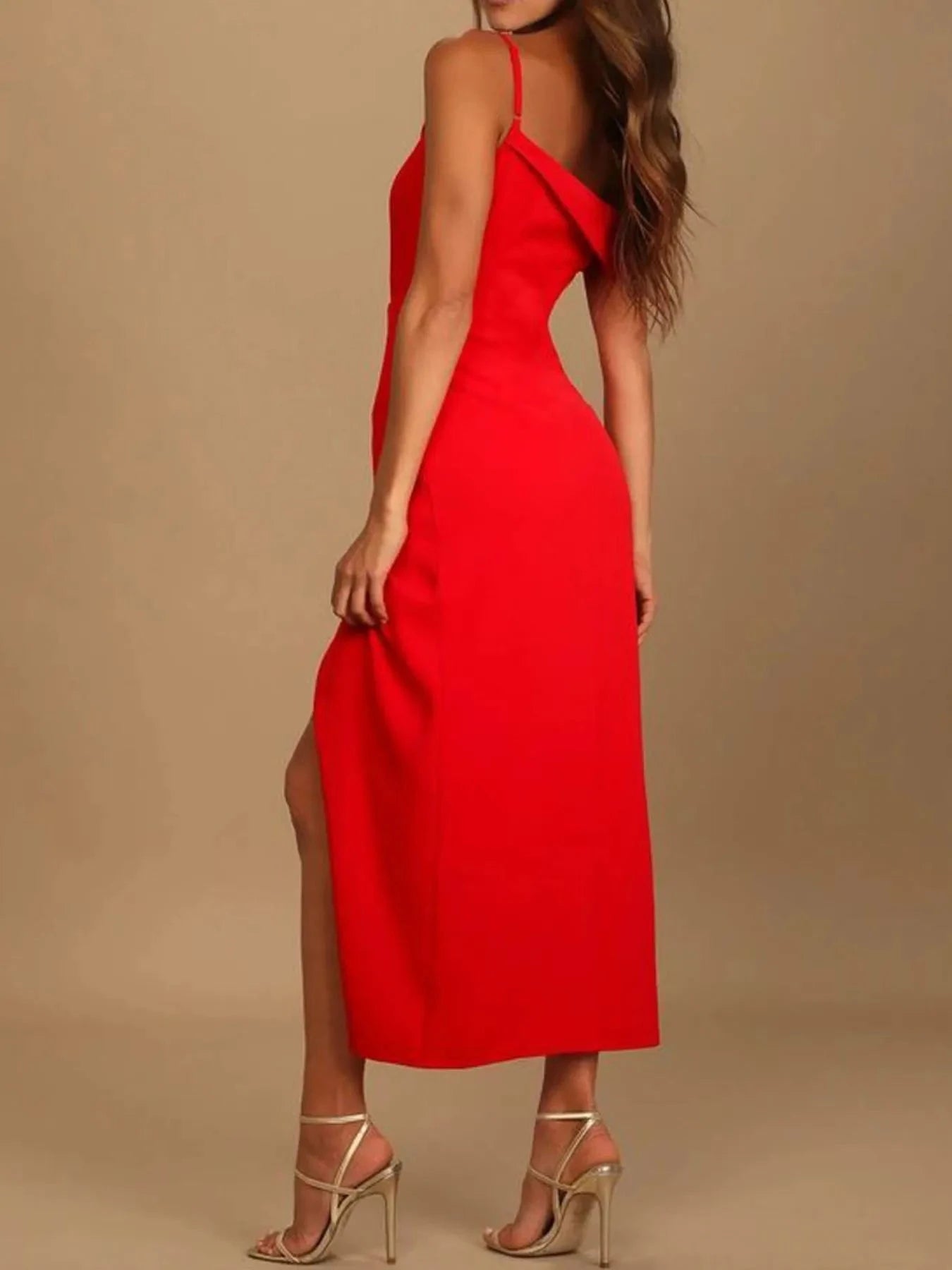 Split Asymmetrical Neck Midi Dress Coco’s Tee Boutique