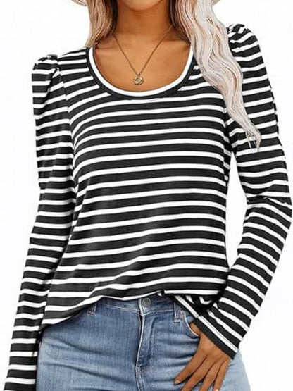 Stylish striped long sleeve tee for versatile fashion