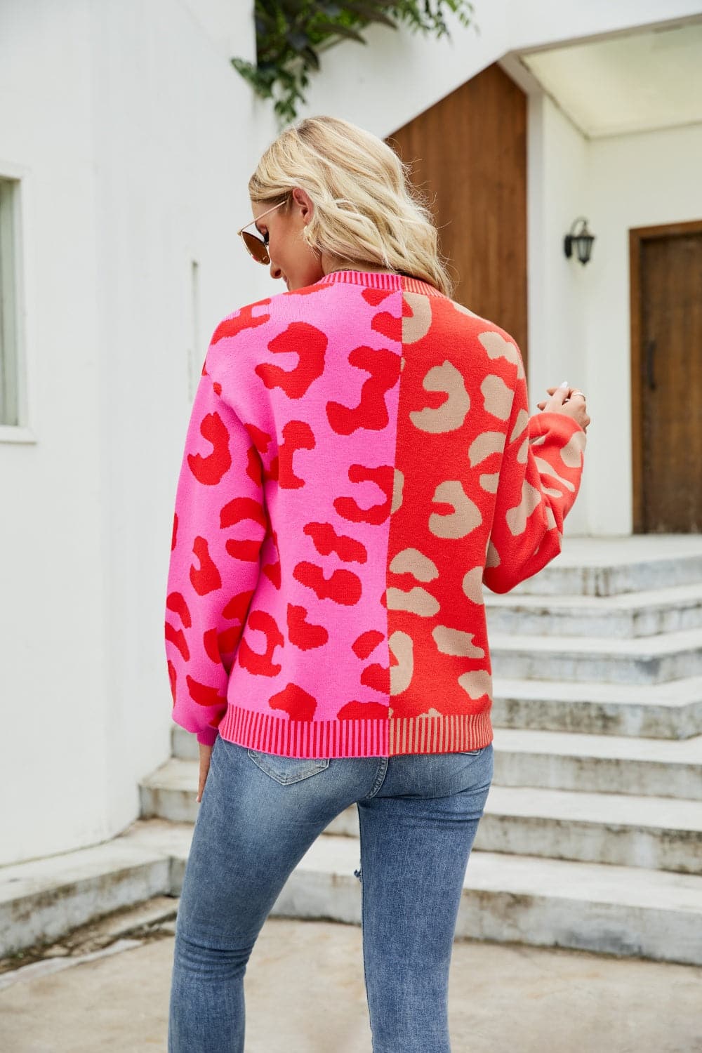 Leopard Button Up Dropped Shoulder Cardigan.