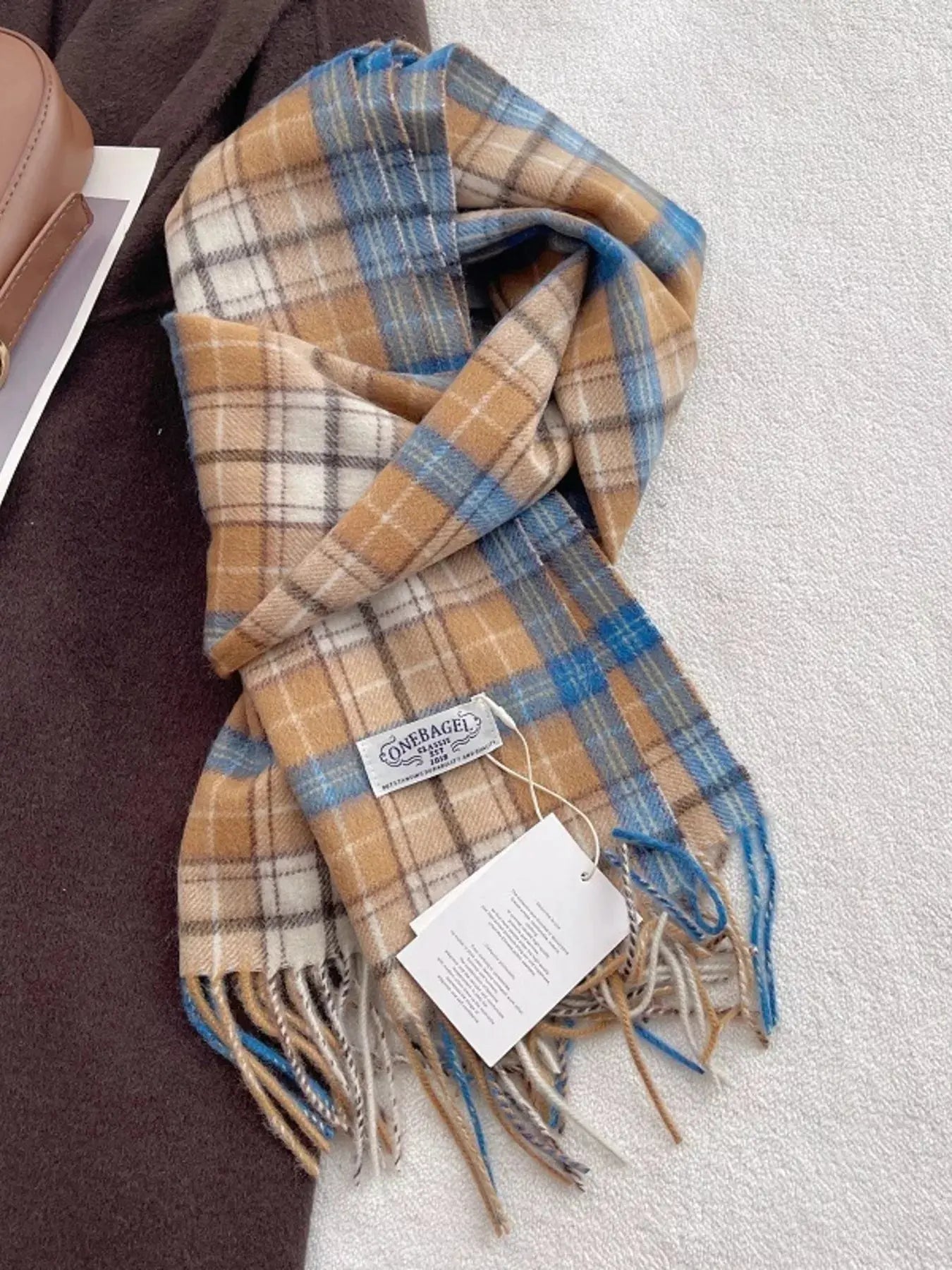 100% Wool Plaid Fringe Scarf Simply Love