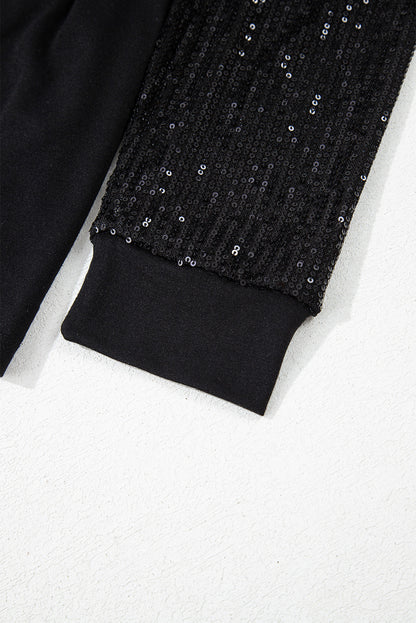 Elegant black sequin tunic top