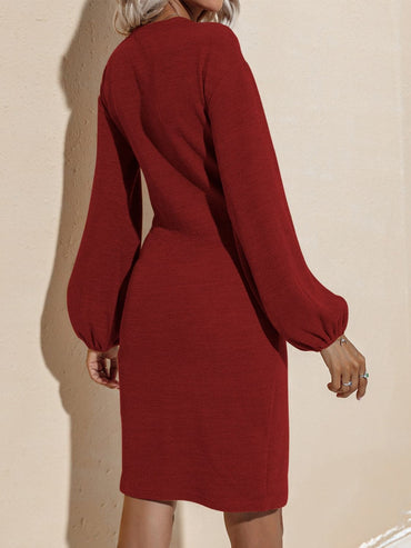 Surplice Long Sleeve Mini Dress.