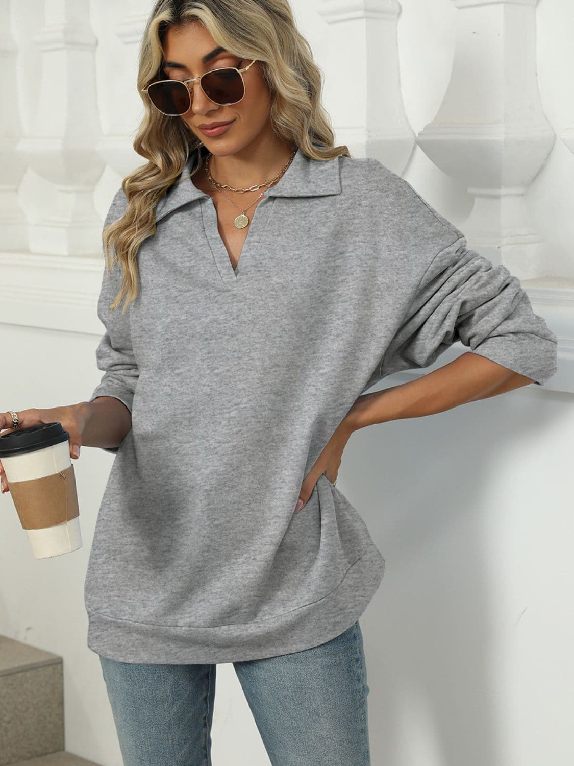 Johnny Collar Cozy Long Sleeve Pullover