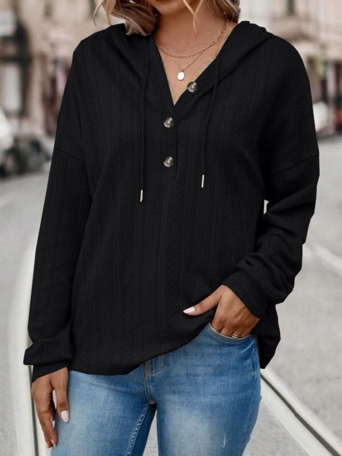 Chic dropped shoulder hoodie