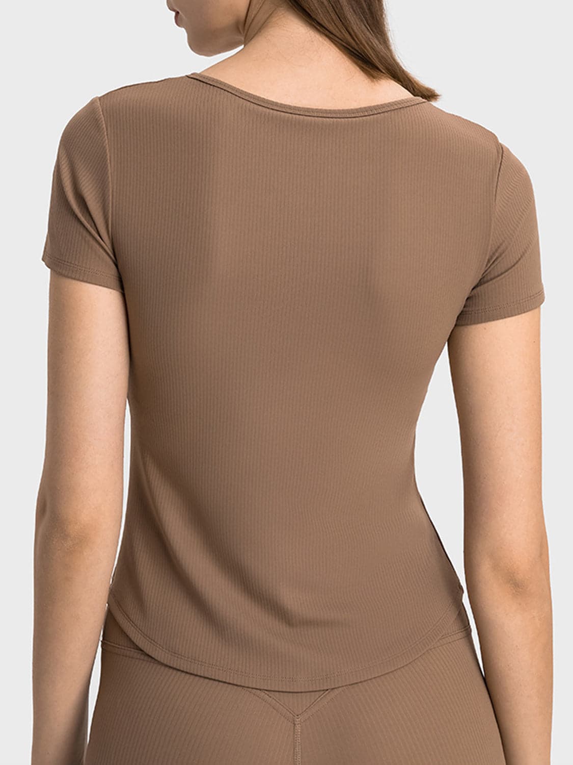 Notched Short Sleeve Active T-Shirt.