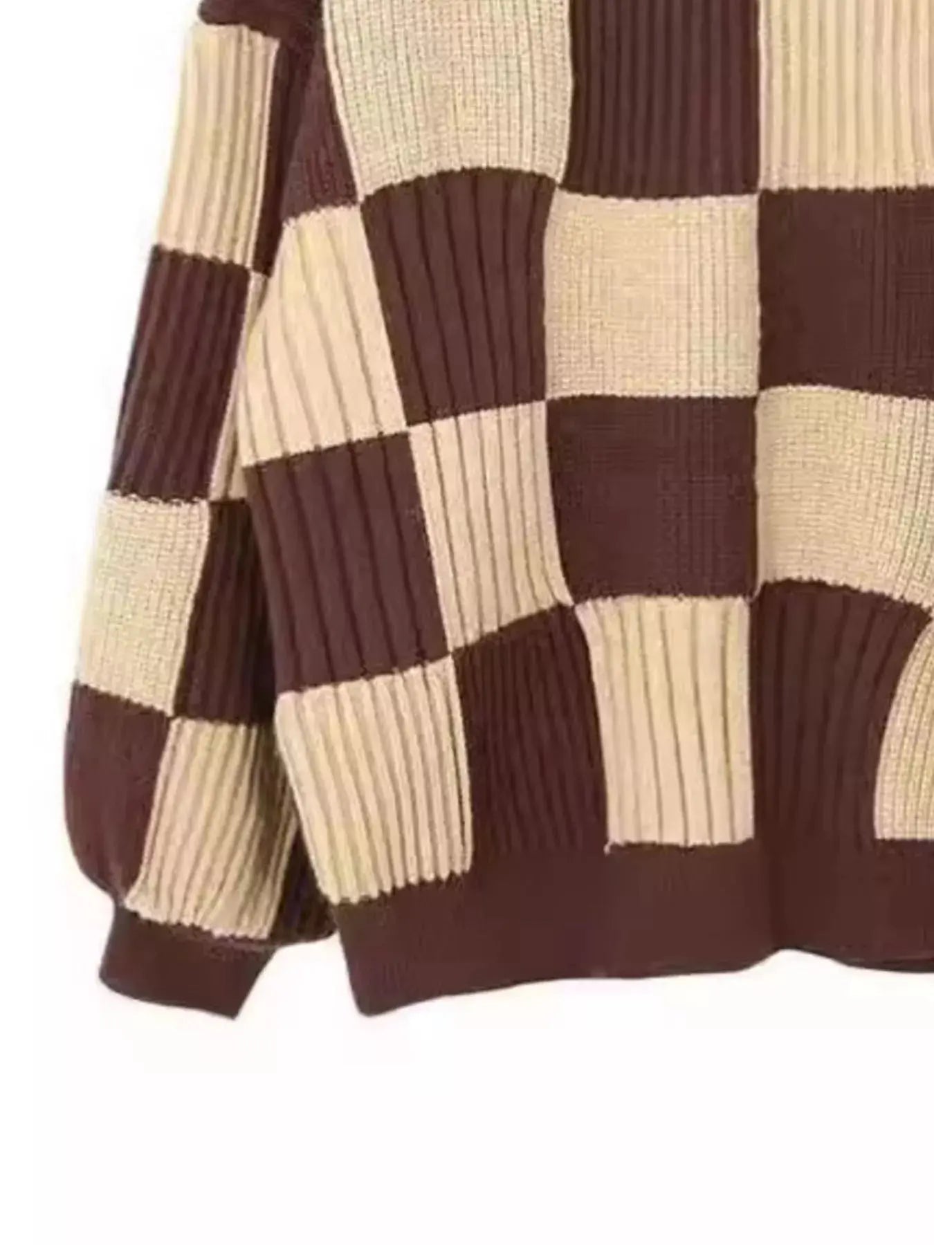 Checkerboard Pattern Oversized Sweater Simply Love