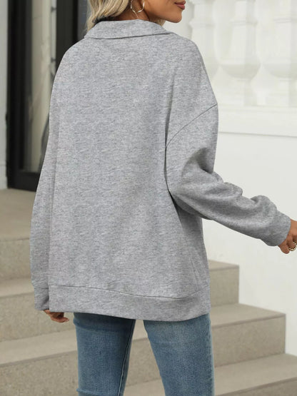 Johnny Collar Long Sleeve Sweatshirt