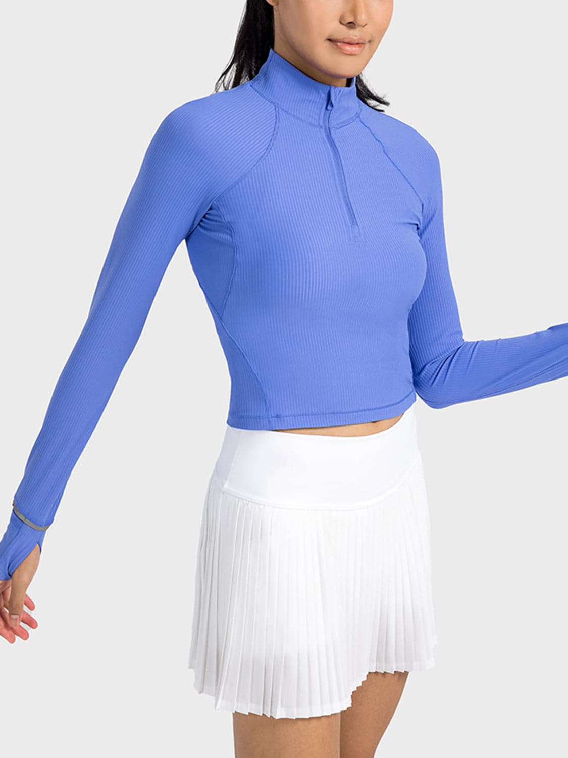 Mock Neck Half Zip Long Sleeve Sport Top.