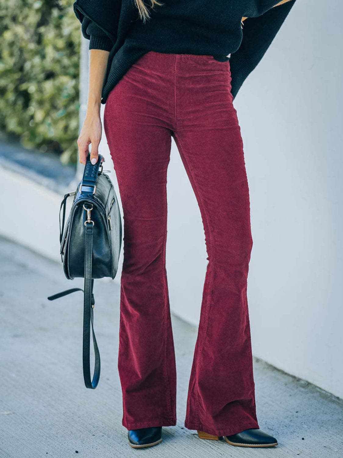 High rise bootcut trousers, polyester - Love Salve 