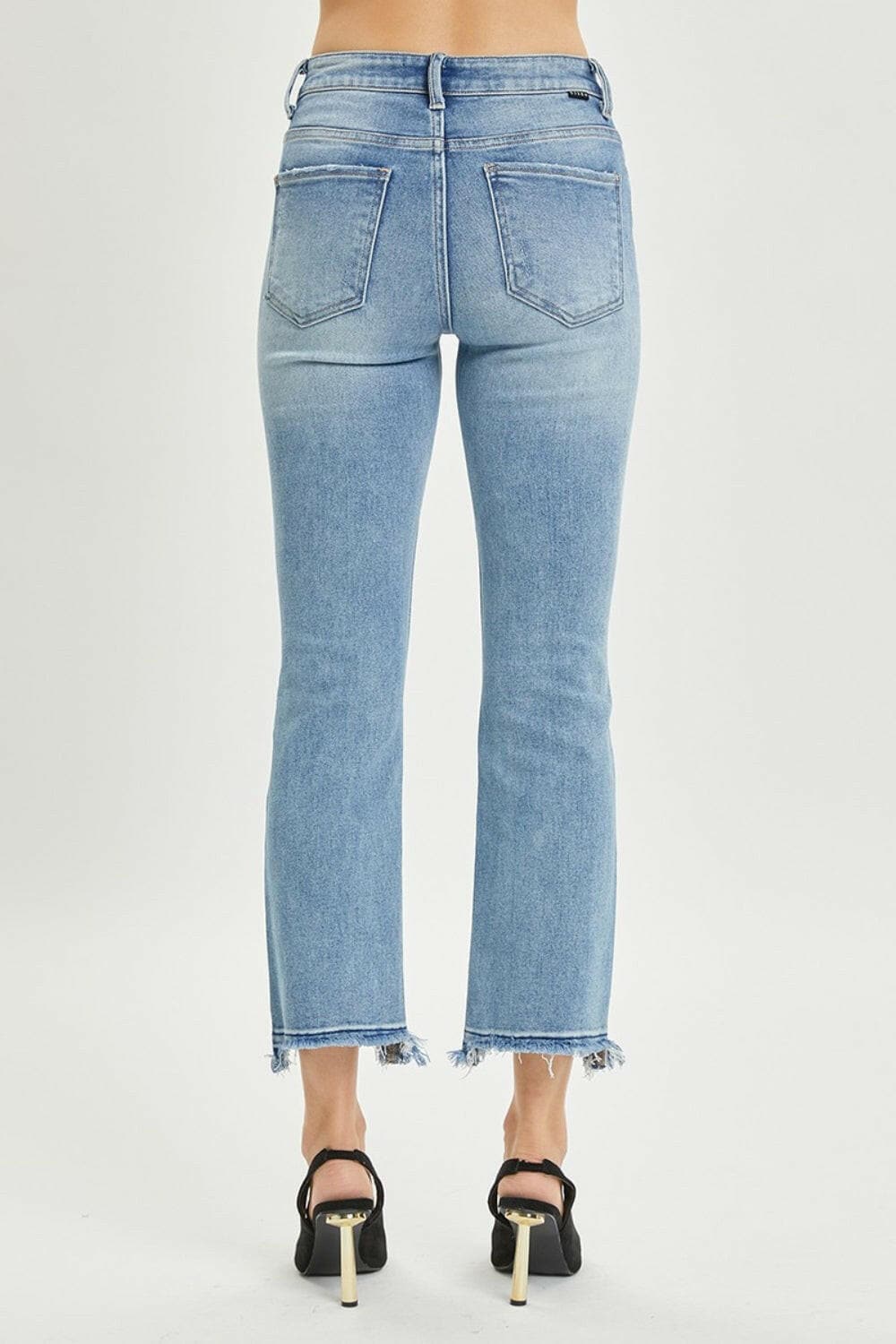 RISEN Full Size High Rise Distressed Cropped Straight Jeans.