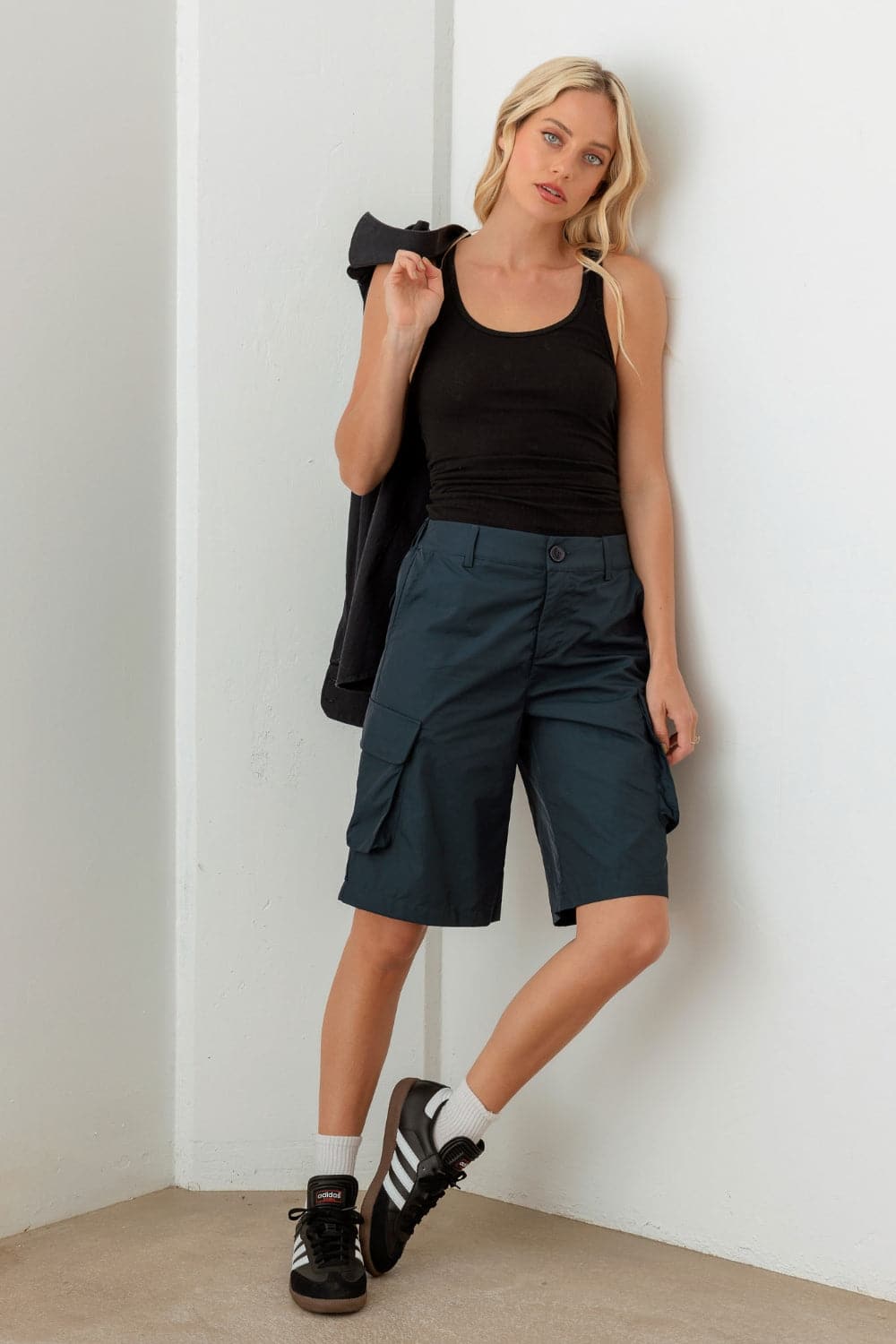 Le Lis Navy Cargo Bermuda Shorts.