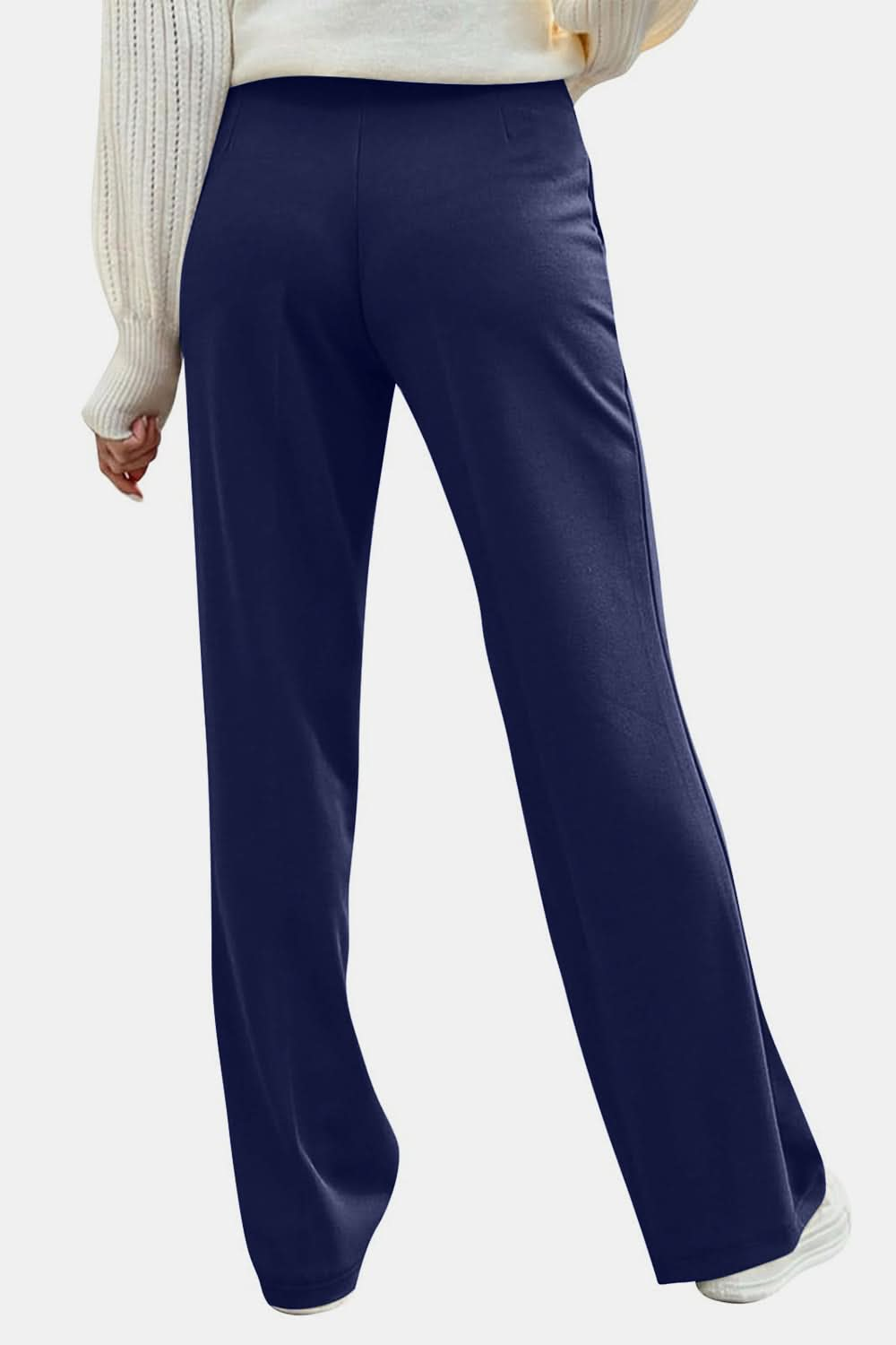 Button-Detail High Waist Trousers