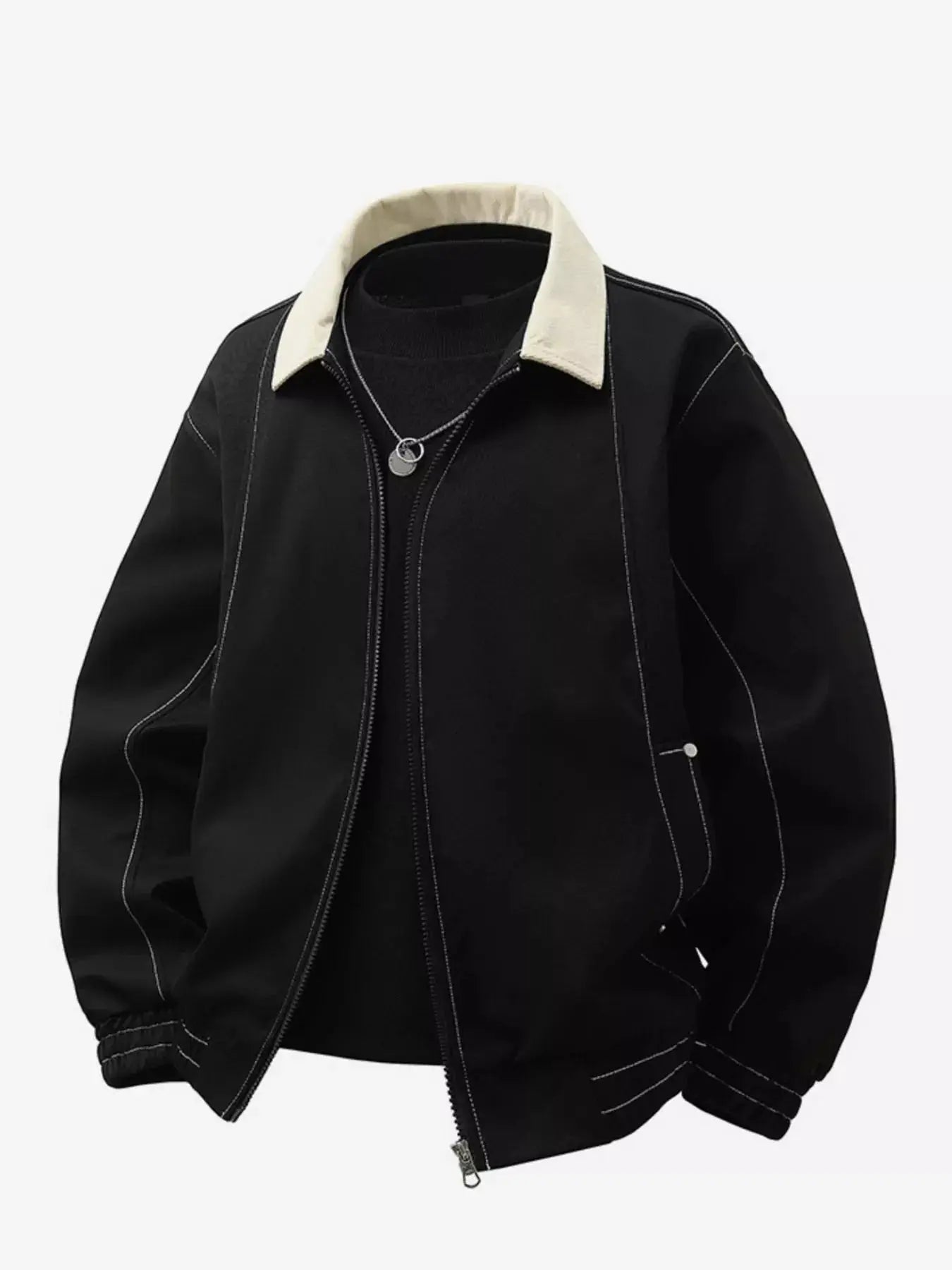 Men's Plus Size Collared Neck Zip-Up Jacket Simply Love