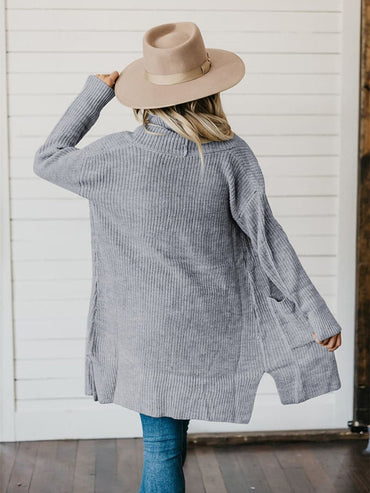 High-Low Open Front Cardigan with Pockets.